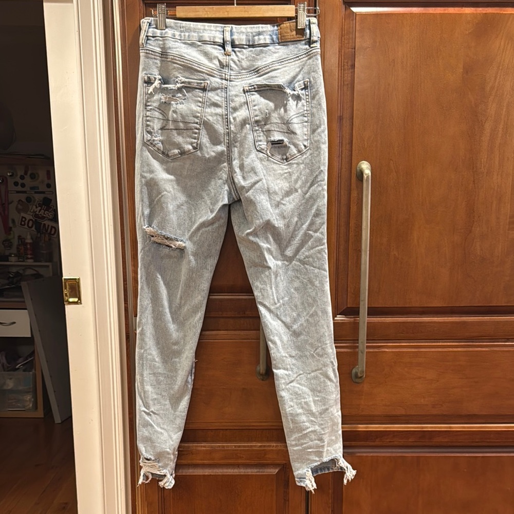 High Rise Blue Distressed Jeans - Picture 2 of 5